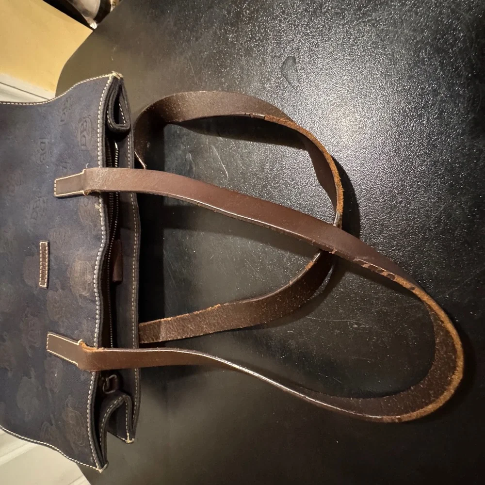 Dooney & Bourke Black Tote with Brown leather Straps
